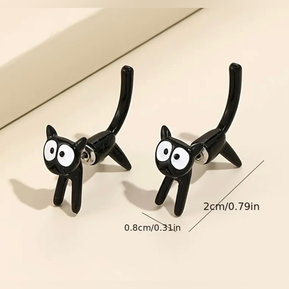 ‼️Last Ones ‼️ NWT Cat Lovers Cute Fashion Front and Back Stud Earrings - Picture 3 of 3